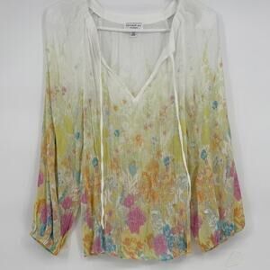 Sheer boho floral peasant top